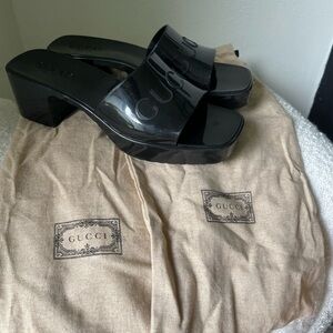 Authentic Gucci Women's Platform Block Heel Slide Sandals